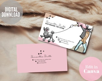 Dog Walker Business Card Template: Pet Sitter Design (Digital Download)