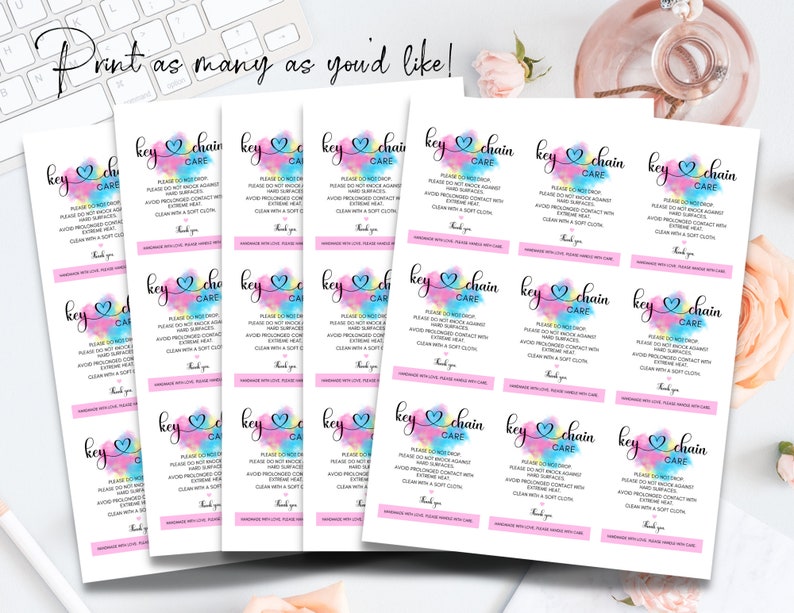 Keychain Care Card Keychain Care Instructions Card Printable Etsy