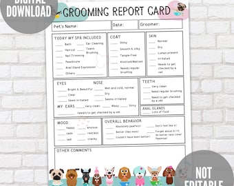 Rapportkaart hondenverzorging: formulier huisdierspa (digitale download)