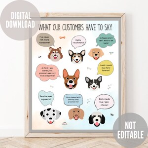 Hond poster, grappige hond trimmer poster, huisdier salon poster, cadeau voor hond trimmer, hond trimmer teken, hond rapport kaart, huisdier getuigenis poster
