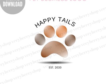 Bearbeitbares Haustier Pfoten Logo: Canva Vorlage (Digitaler Download)