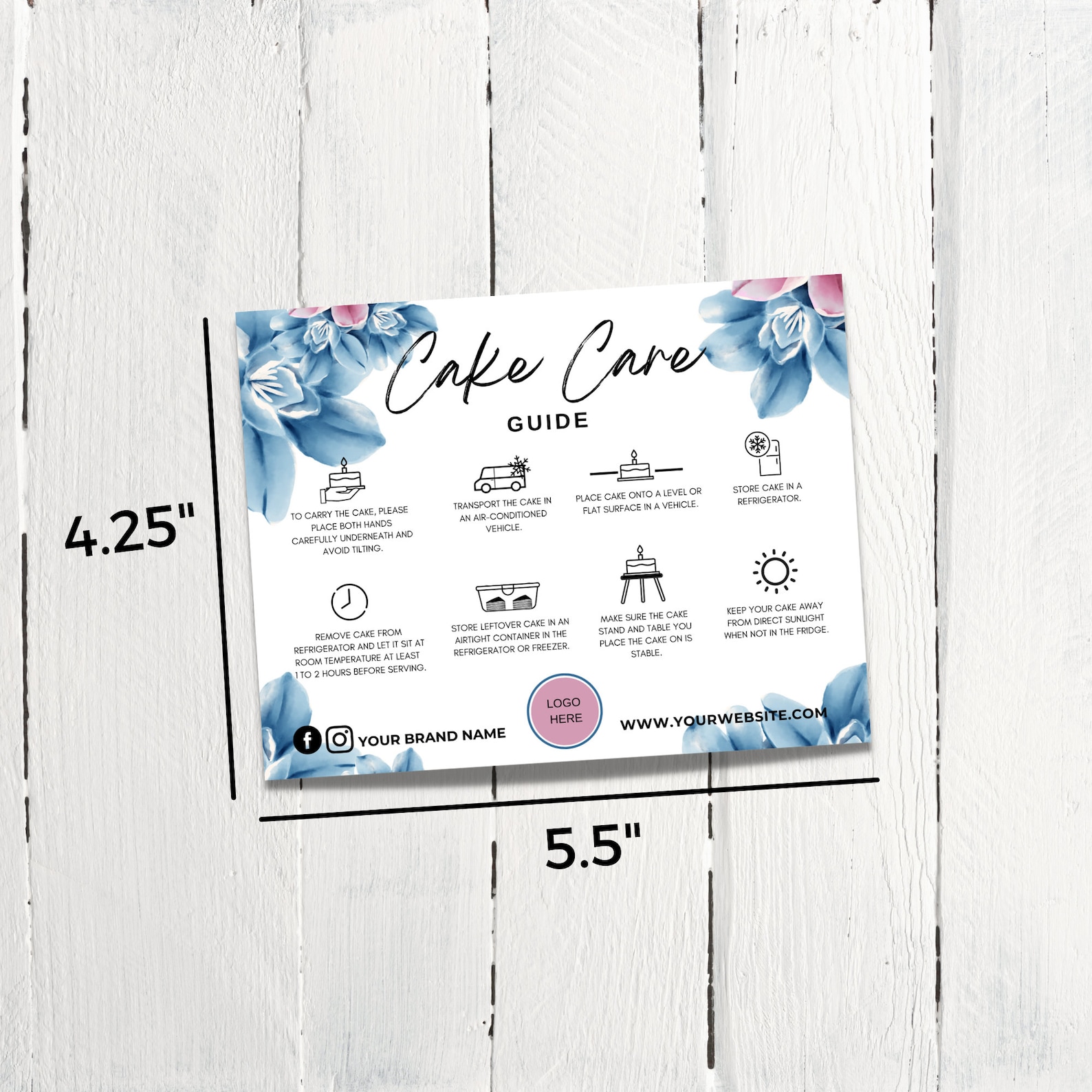 Printable Cake Care Guide: Bakery Package Insert (editable Canva ...