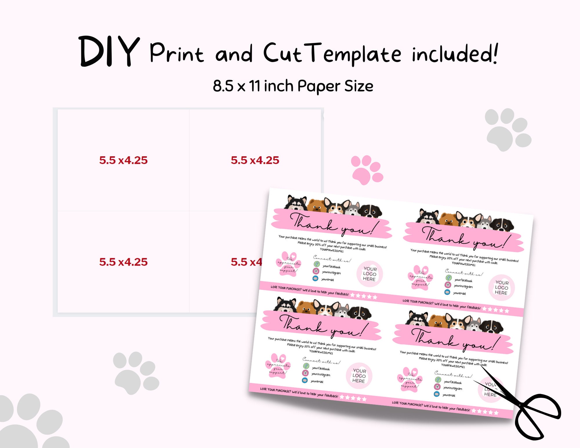 Pet Thank You Card Template Dog Thank You Card Pet Business - Etsy