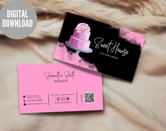 Bakery Business Card Template, Cupcake Business Card, Baking Card, Cake Business Card, Editable Bakery Cards, Pastry Business
