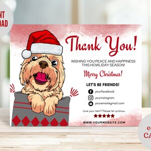 Pet Thank You Card, Dog Thank You Card, Printable Pet Business Card, Digital Download, Christmas Card