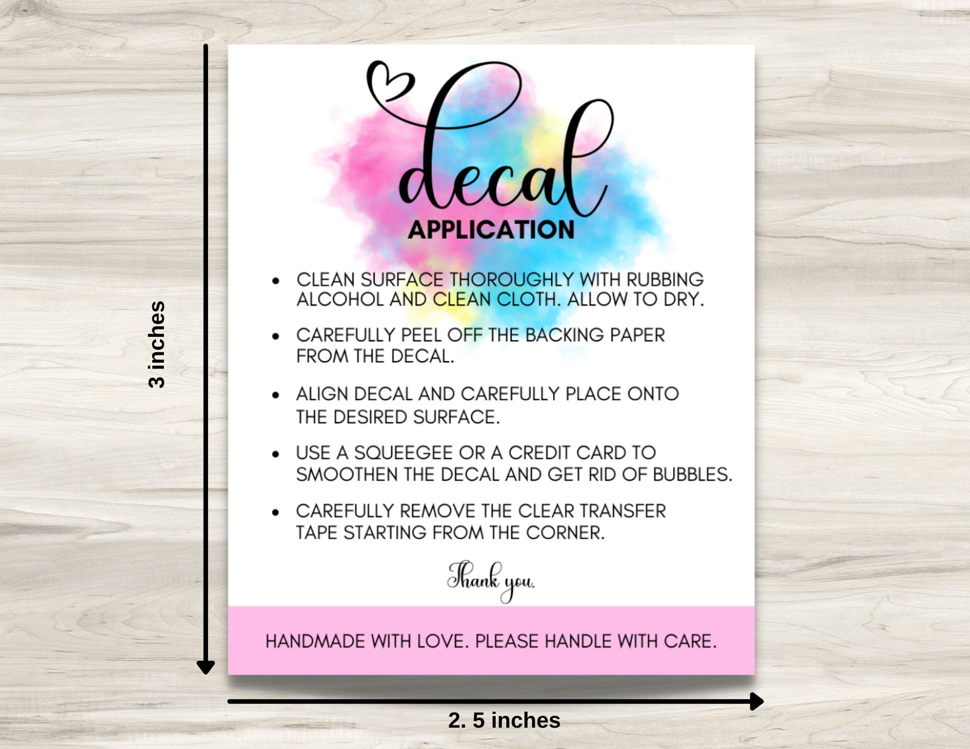 Decal Application Instructions Card, How to Apply Vinyl Decal ...