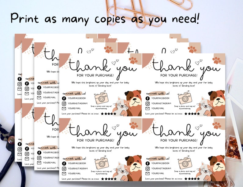 Pet Thank You Card Template Dog Thank You Card Pet Business - Etsy