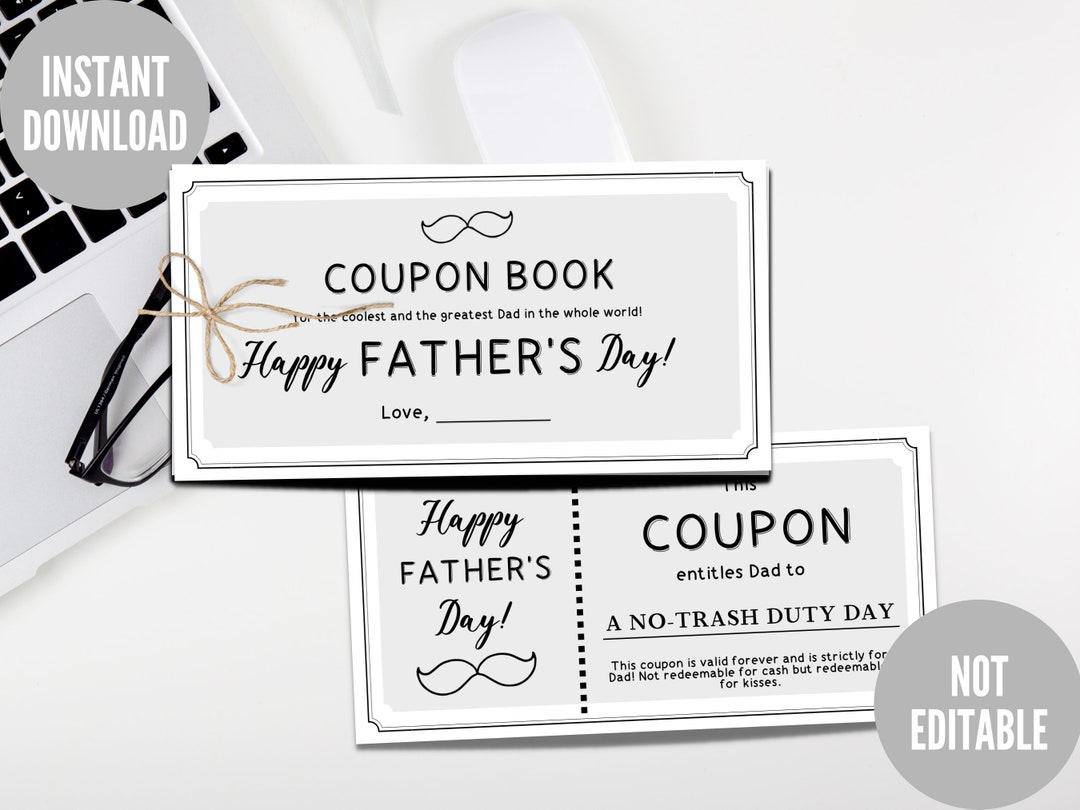 Father's Day Coupons, Gift for Him, Father's Day Gift, Coupon Book