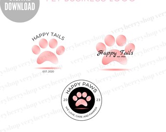 Haustier Business Logo Vorlage: Pfotenabdruck (Bearbeitbar in Canva)