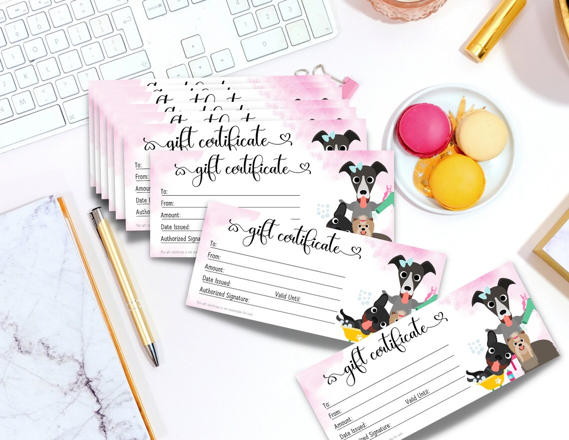 Dog Grooming Gift Certificate Printable Pet Gift Voucher - Etsy
