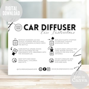 Car Diffuser Care Card, Small Business Care Instructions, Scent Care instructions, Car Diffuser Guide, Car Air Freshener Care Instructions