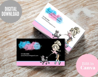 Dog Walker Business Card Template: Pet Sitter Design (Digital Download)