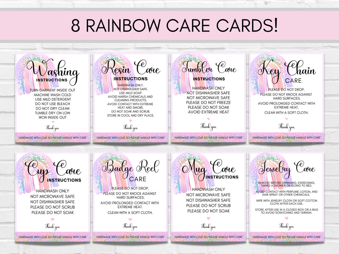 Care Card Bundle Printable Care Instructions Cards for Small Business Care Card Bundle Printable Care Instructions Cards for Small Business