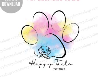 Haustier Business Logo Vorlage: Hundepfote Design (Digitaler Download)