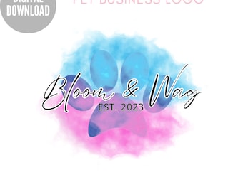 Bearbeitbare Haustier Business Logo Vorlage: Aquarell Pfoten Design (Digitaler Download)