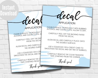 Decal Application Instructions Card: Printable Vinyl Guide (Digital Download)