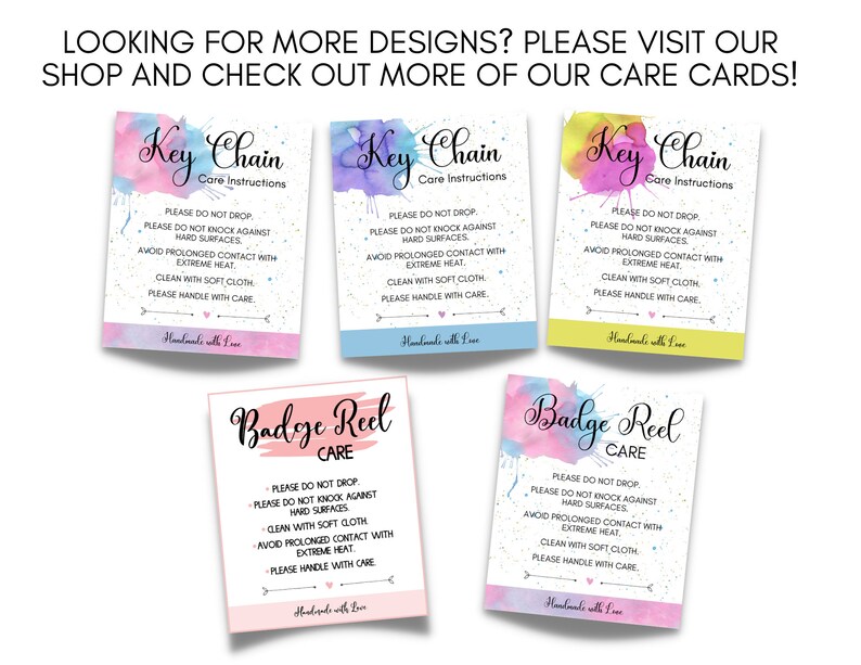 Keychain Care Card Keychain Care Instructions Card Printable Etsy