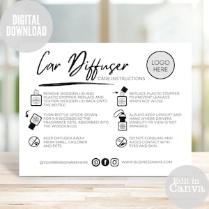 Car Diffuser Care Card, Small Business Care Instructions,  Scent Care instructions, Car Diffuser Guide, Car Air Freshener Care Instructions