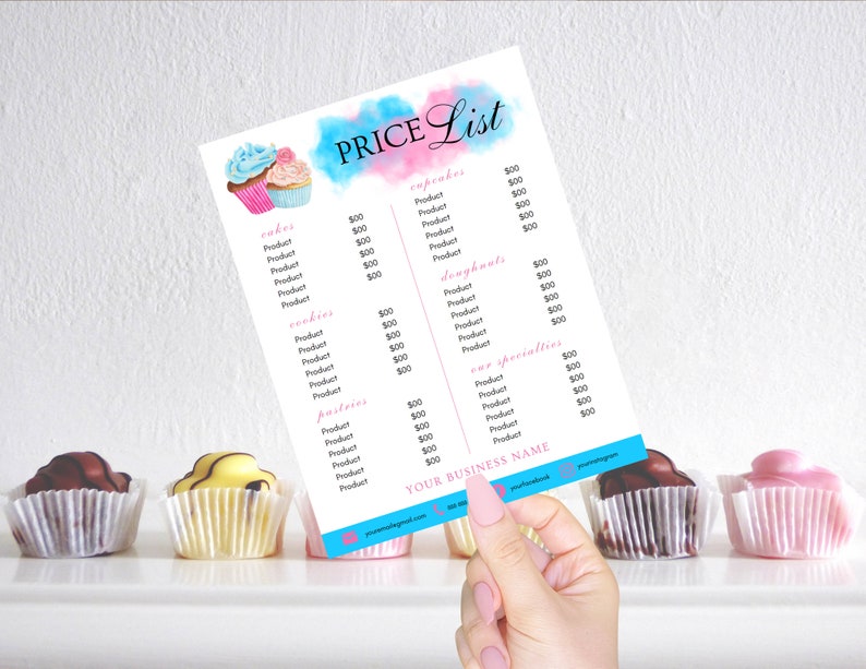 Bakery Price List Template Bakery Menu Editable Cake Price Etsy