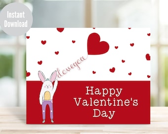 Rabbit Valentine's Day Card: Funny Digital Download
