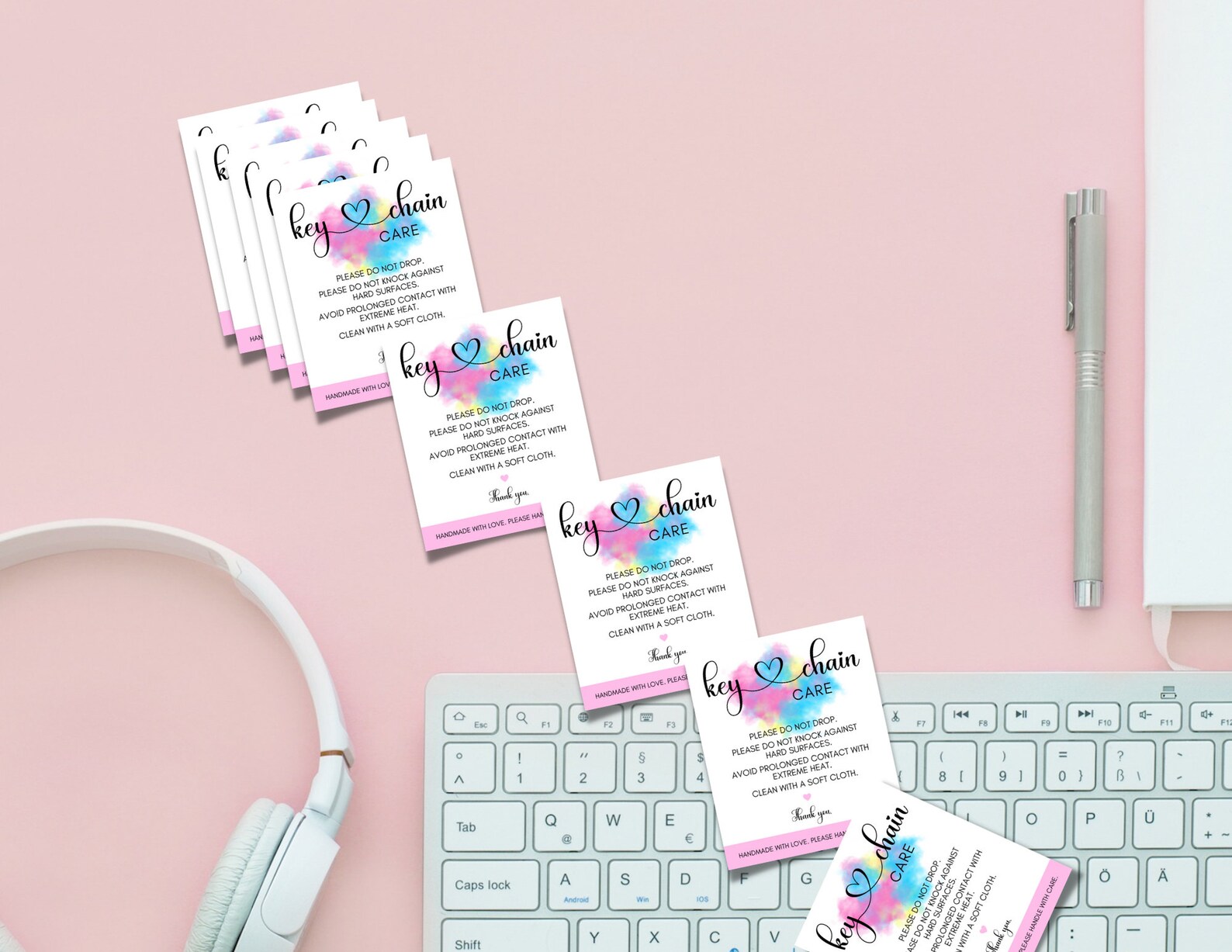 Keychain Care Card, Keychain Care Instructions Card, Printable Instant