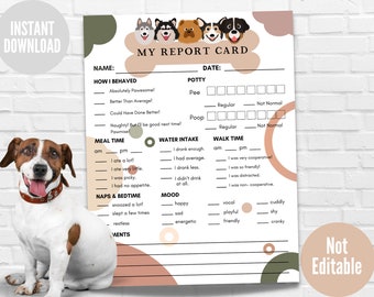 Pet Report Card Form, Instant Download Dog Report Card, Ready to Print Pet Sitter Form, Dog Walker Report Form