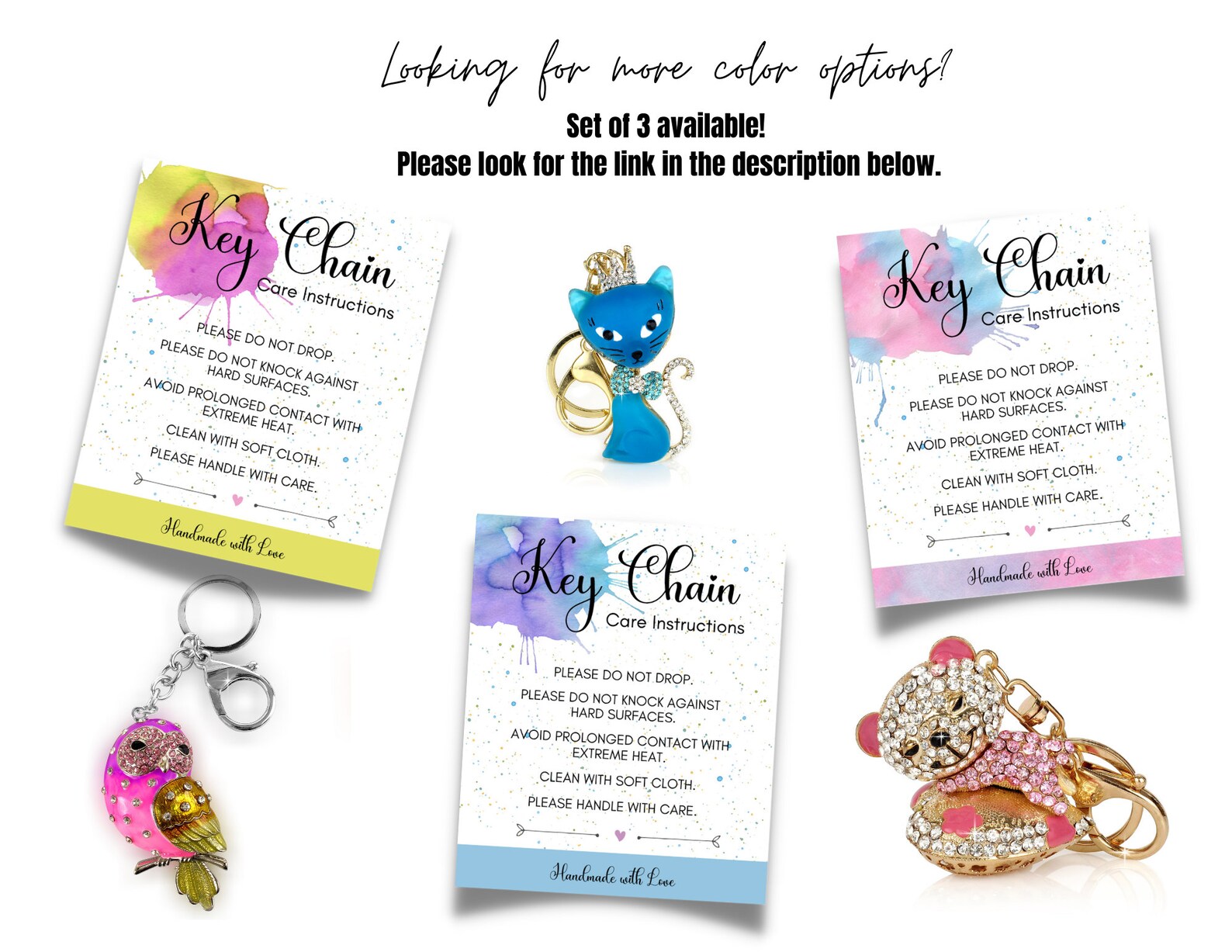 Key Chain Care Instructions Card Printable Resin Acrylic Etsy