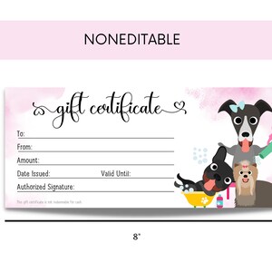 Dog Grooming Gift Certificate Printable Pet Gift Voucher Instant Dog Grooming Gift Certificate Printable Pet Gift Voucher Instant