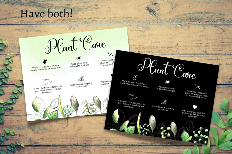 Plant Care Instructions Card, Houseplant Care Cards, Succulent Care Card, Package Insert Note