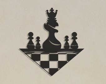 Chess Metal Wall Art, Modern Game Room Decor