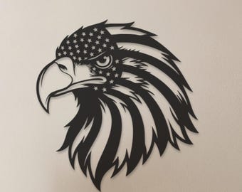 Arte de pared de metal con águila americana, diseño de bandera patriótica de EE. UU.