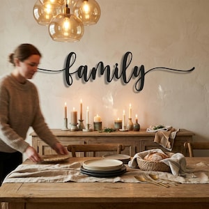 Family Metal Wall Art, Modern Script Home Decor