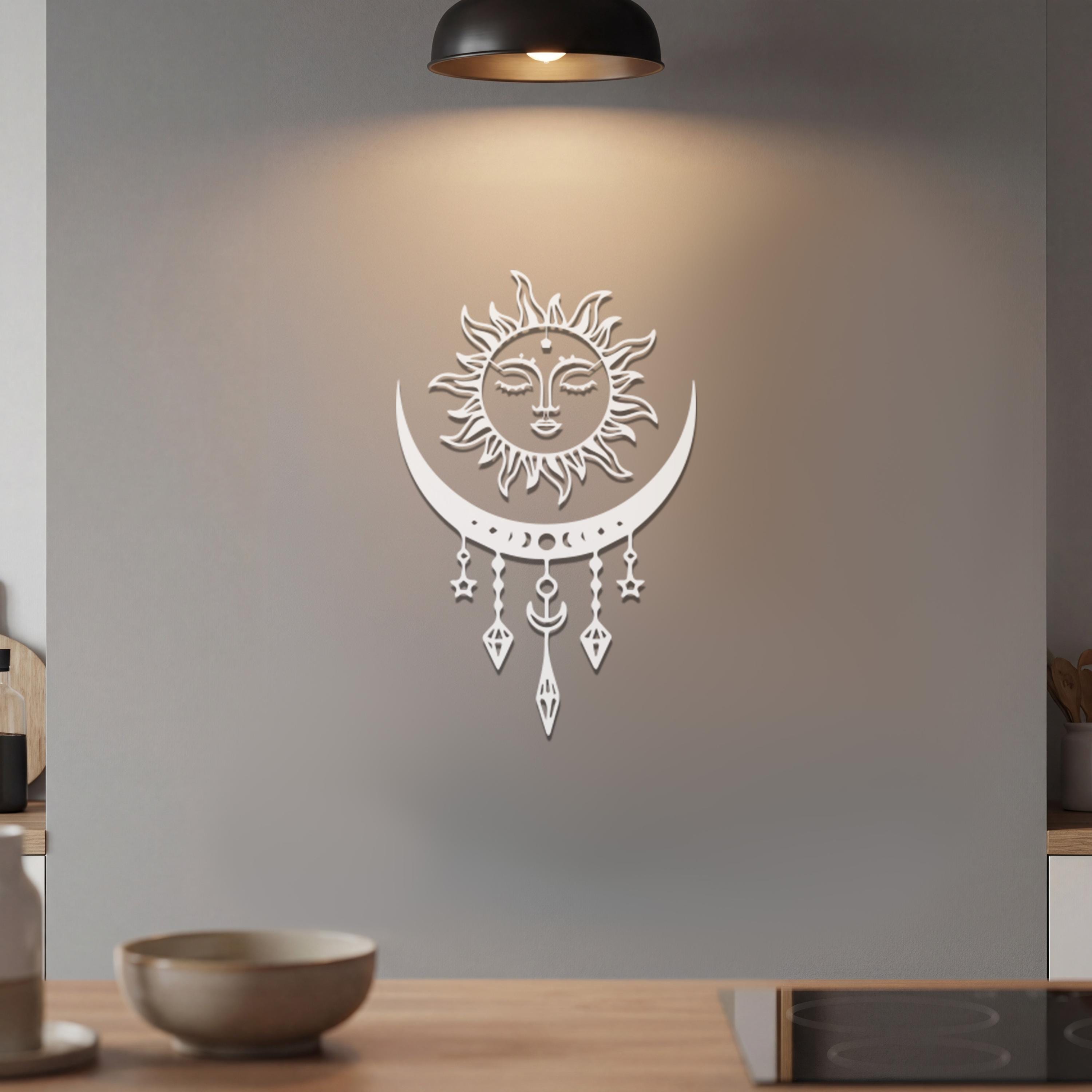 Boho Sun and Moon Metal Wall Art, Celestial Hanging Decor - Etsy