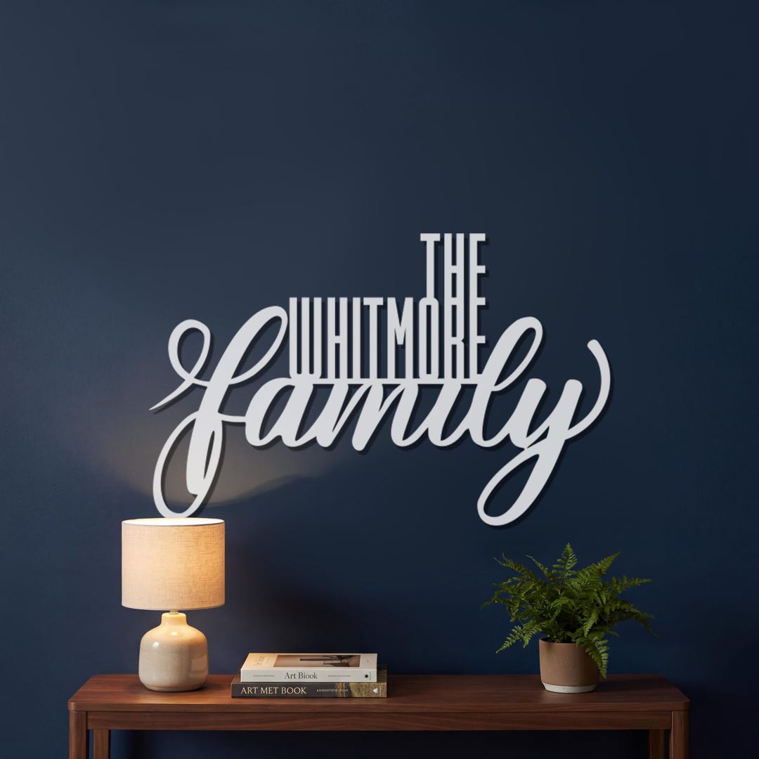 Personalized Family Metal Name Sign, Custom Script Wall Decor, Modern ...
