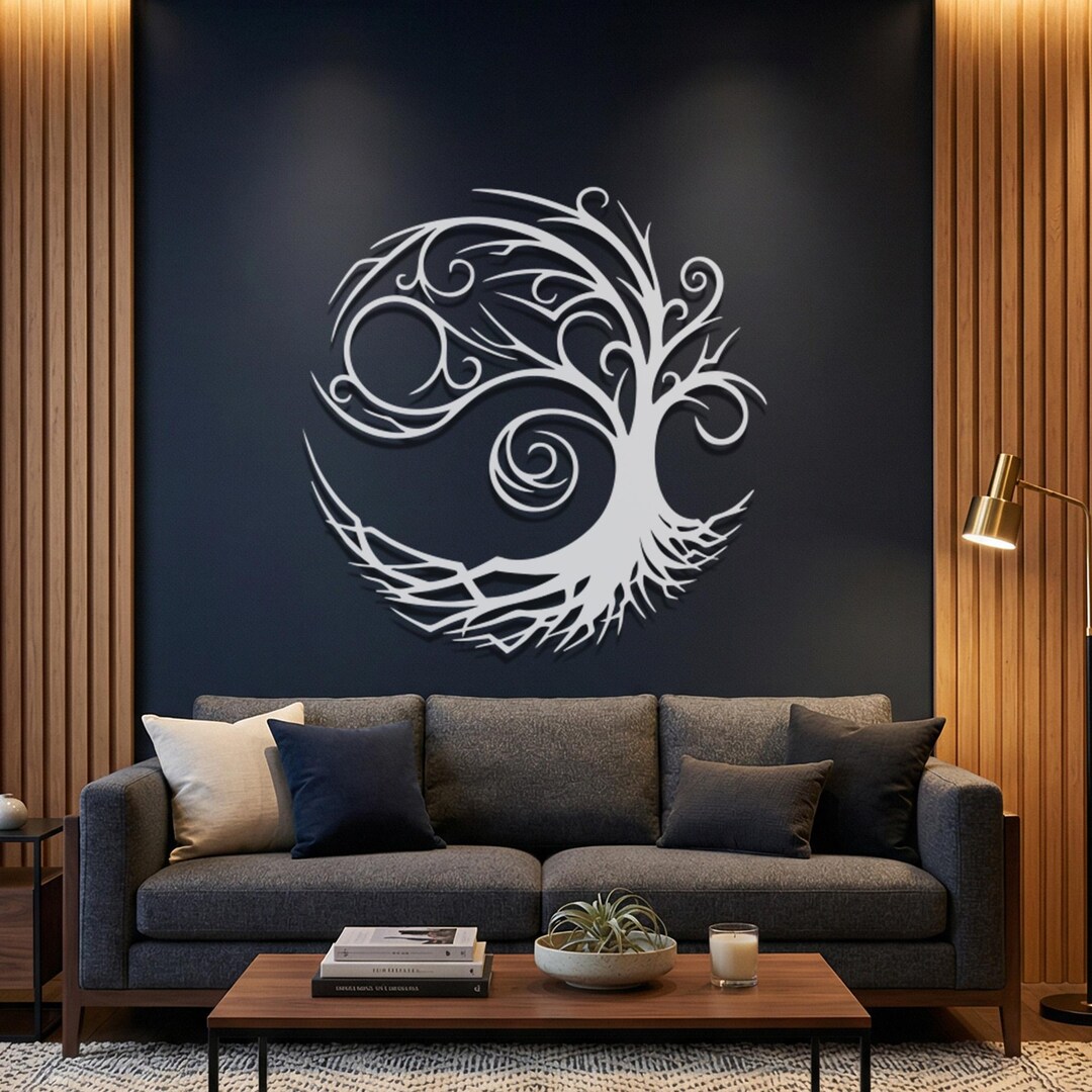 Tree of Life Metal Wall Art, Abstract Nature Decor, Modern Living Room ...