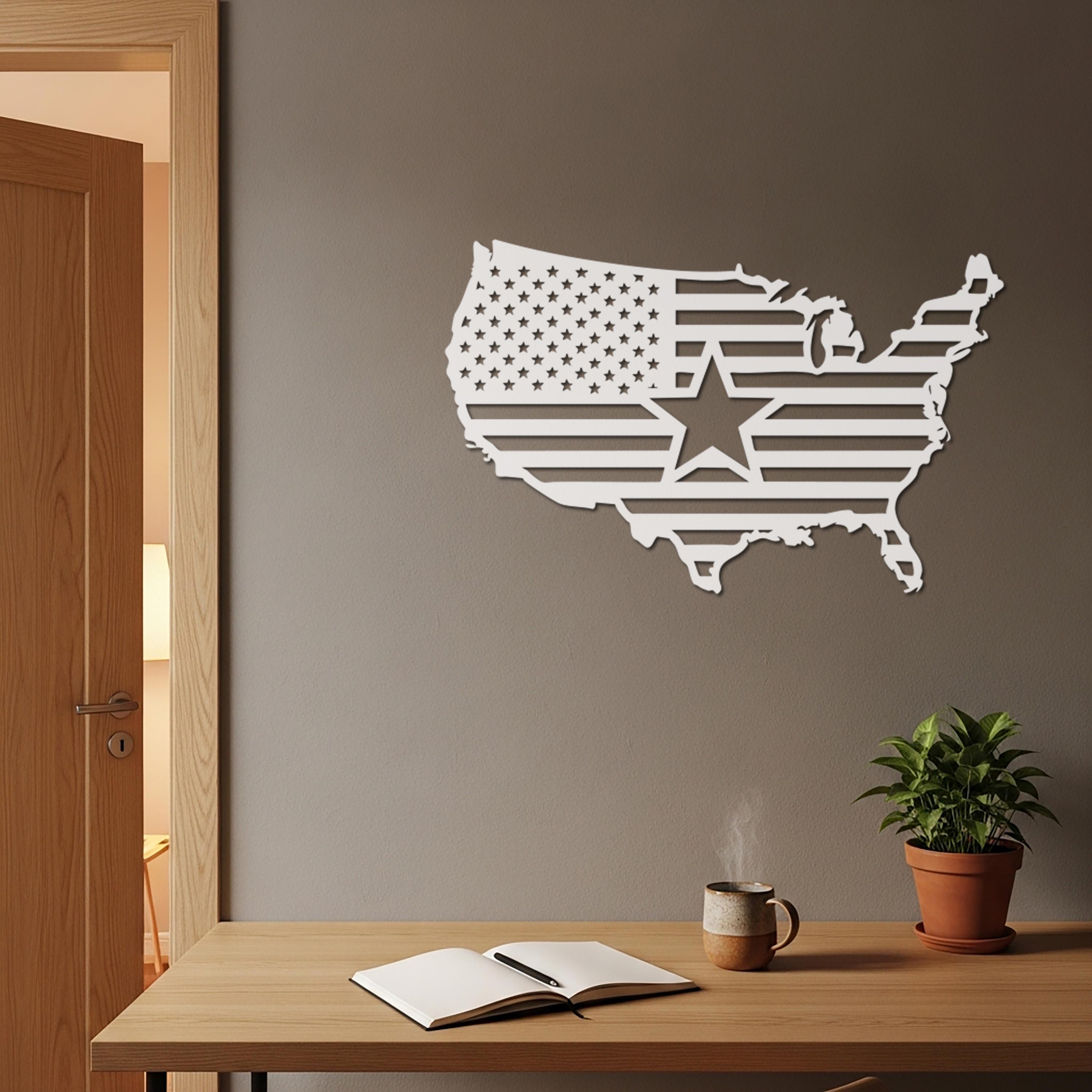 USA Map Metal Wall Art, American Flag Patriotic Decor - Etsy