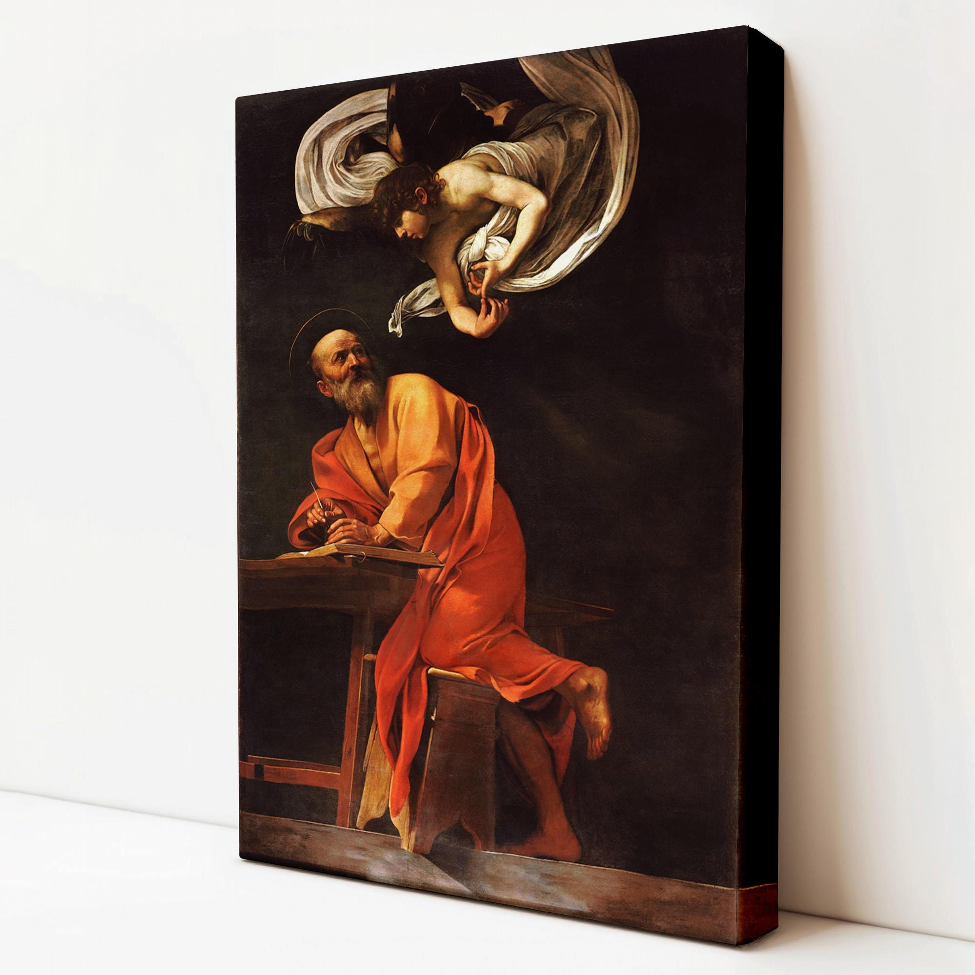 Caravaggio - Saint Matthew And The Angel, Housewarming Gifts, Classic Canvas Art, Modern Canvas Wall Decor, Framed Canvas Wall Art