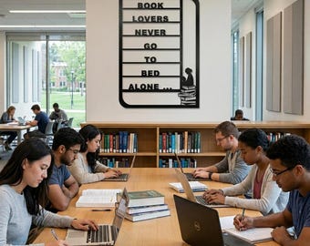 Decorazione murale in metallo per amanti dei libri, con citazioni sulla lettura, insegna da biblioteca, regalo per lettori accaniti.