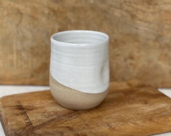 Handmade Ceramic Coffee Mug with Thumb Dimple - Creamy White