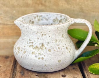 Handmade Milk Jug in Mottled White