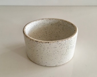 Speckled Ceramic Ramekin Dish, Small Pottery Salt and Pepper Serving Dish, Handmade tea light or Jewellery holder, Matte White