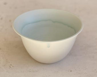 Porcelain Tea Bowl, Handmade Chawan for Matcha with Delicate Glaze Decoration