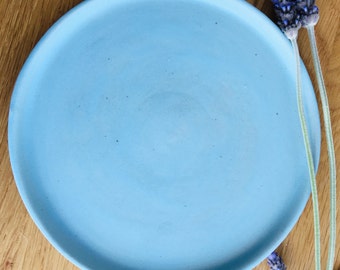 Handmade Vibrant Blue Plate, Matte Baby Blue Ceramic Plates, Perfect Pottery Gift