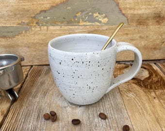 Handmade Speckled Coffee Mug: Large Ceramic Tea Cup