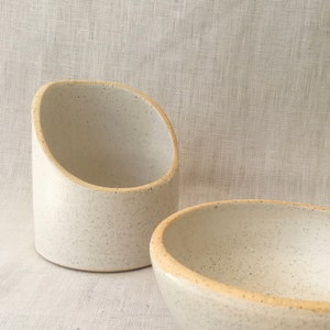 Handmade Ceramic Tea Light Holder: Speckled White Votive Candle