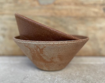 Handmade Terracotta Salad Bowl: Rustic Farmhouse Pottery