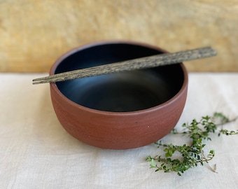 Dark Red Noodle Bowl, Handmade Ceramic Acai Bowls