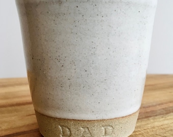 Personalized Father's Day Mug: Handmade Stamped Ceramic Coffee Cup for DAD