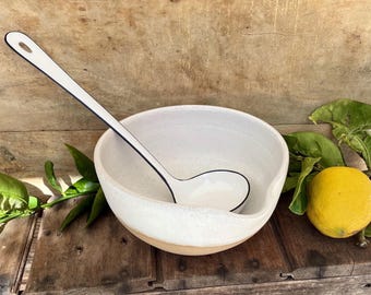 Ceramic Mixing Bowl, Large Handmade Pouring Bowl with Spout