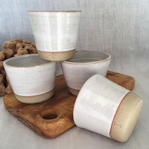 Handmade White Ceramic Coffee Cup: Rustic Pottery, Espresso Cappuccino, Can be personalised